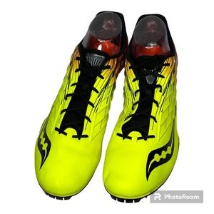 NW/OT Saucony Spitfire 5 Men's Citron Running Track Cleats Size 13 Yellow